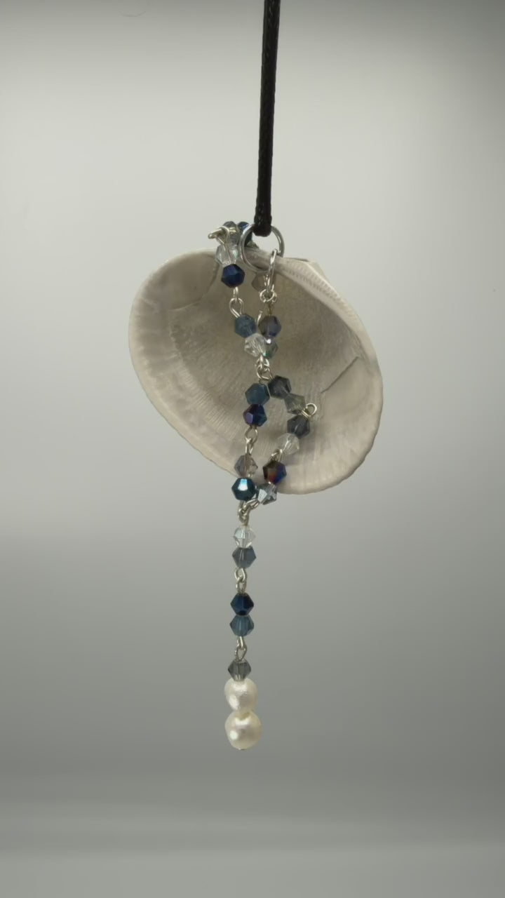 Of Pearls and Blue Glass Seashell Pendant