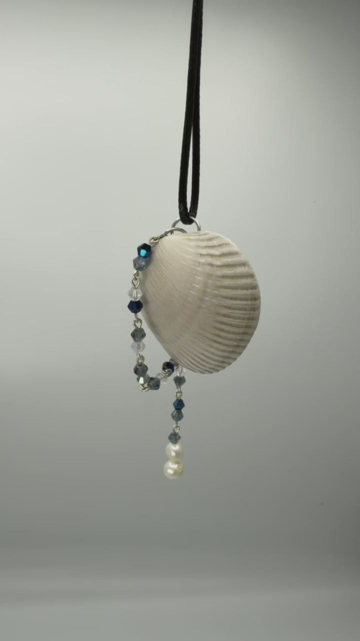 Of Pearls and Blue Glass Seashell Pendant